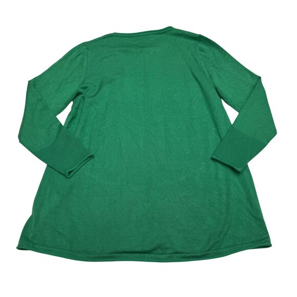 Chico's Green LS Knit Casual Top Women's Lightweight Crewneck, Size 1 /US M - Picture 2 of 8